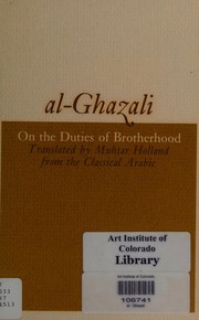 On the duties of brotherhood al-Ghazali;