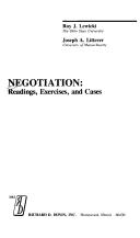 Negotiation  : readings, exercises, and cases Roy J. Lewicki, Joseph A. Litterer.