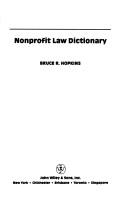 Nonprofit law dictionary Bruce R. Hopkins.