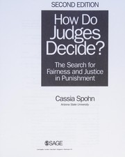 How do judges decide? : the search for fairness and justice in punishment by Cassia Spohn.