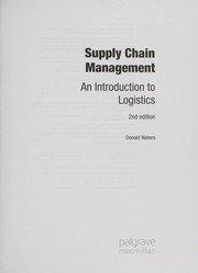 Supply chain management : an introduction to logistics Donald Waters.